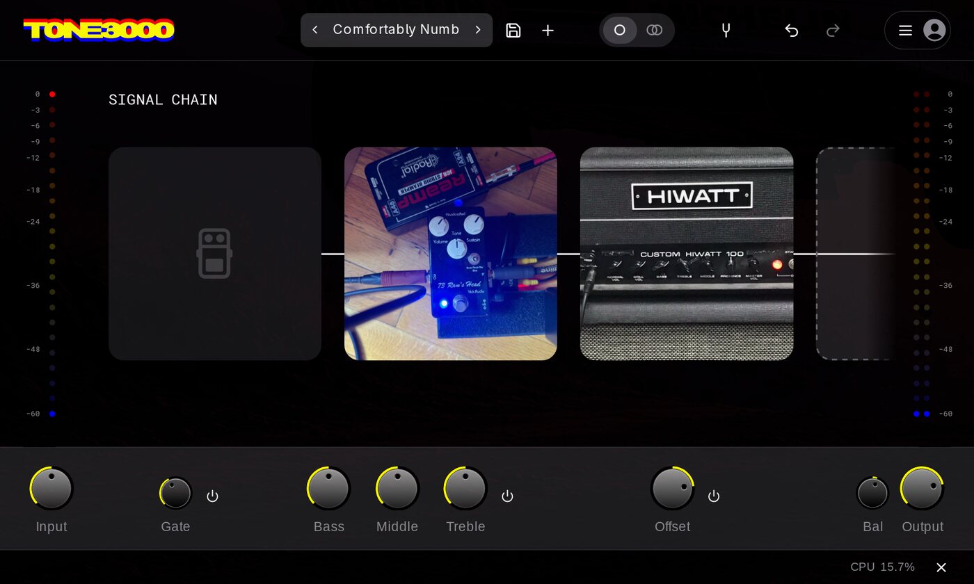 TONE3000 showing the Comfortably Numb preset