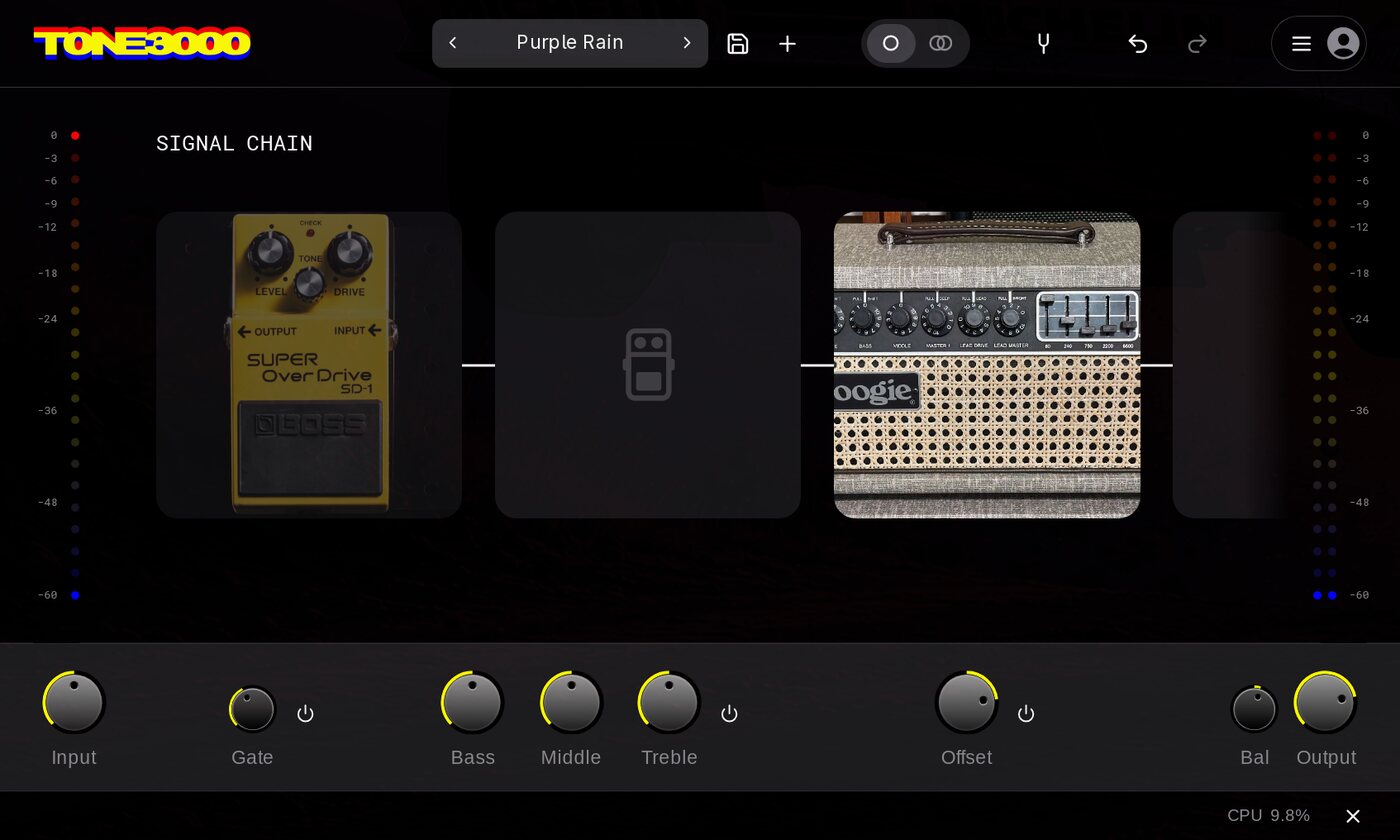 TONE3000 showing the Purple Rain preset