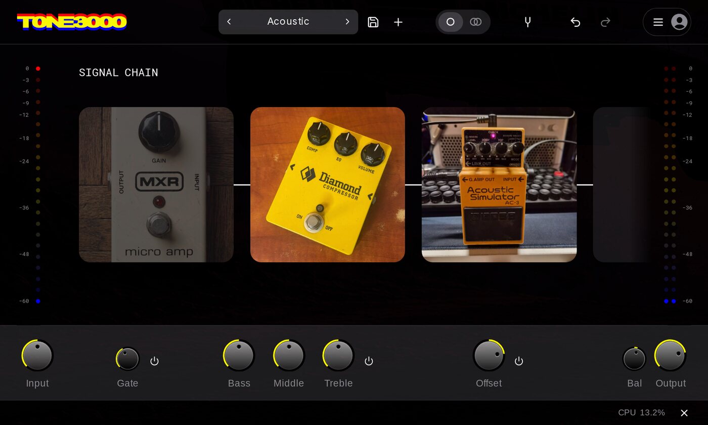 TONE3000 showing the Acoustic preset